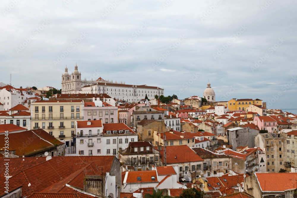 Panorama of Alfama Quarter in Lisbon, Portugal
