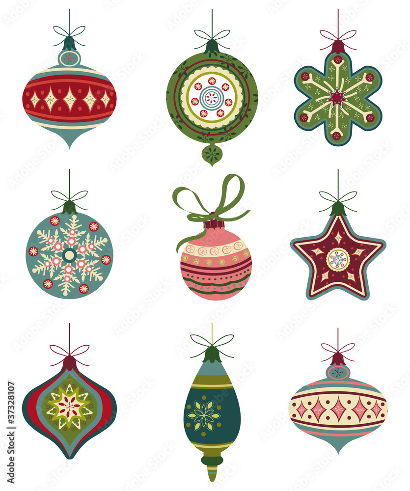 Naklejka premium Retro christmas balls