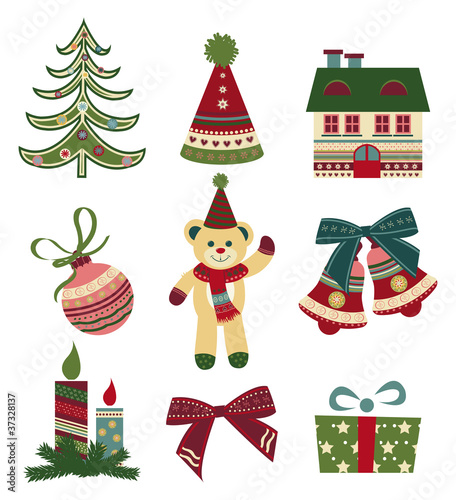 Retro christmas icons