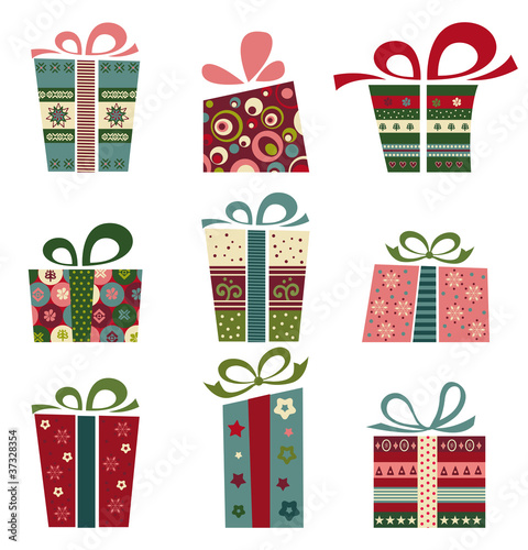 Retro collection of gift boxes