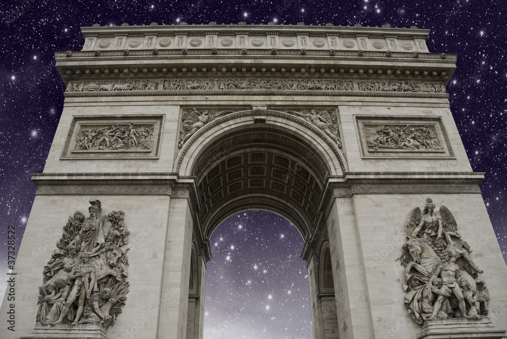 Starry Night over Triumph Arc in Paris