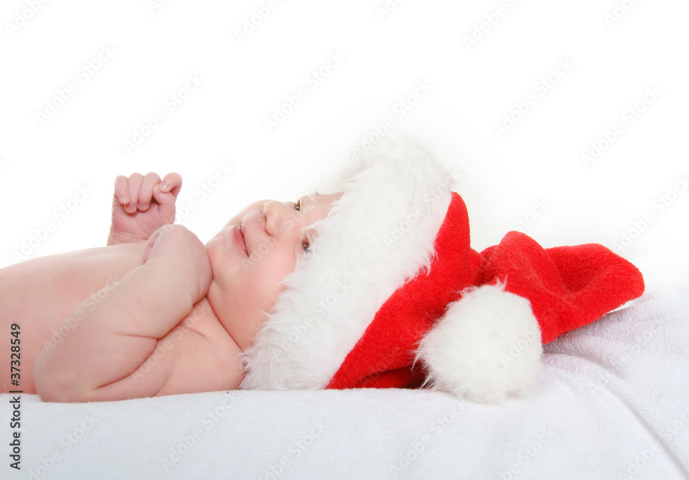 Fototapeta premium santa baby over white
