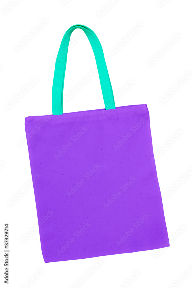 purple cotton bag isolated with clipping path purple cotton bag isolated with clipping path
