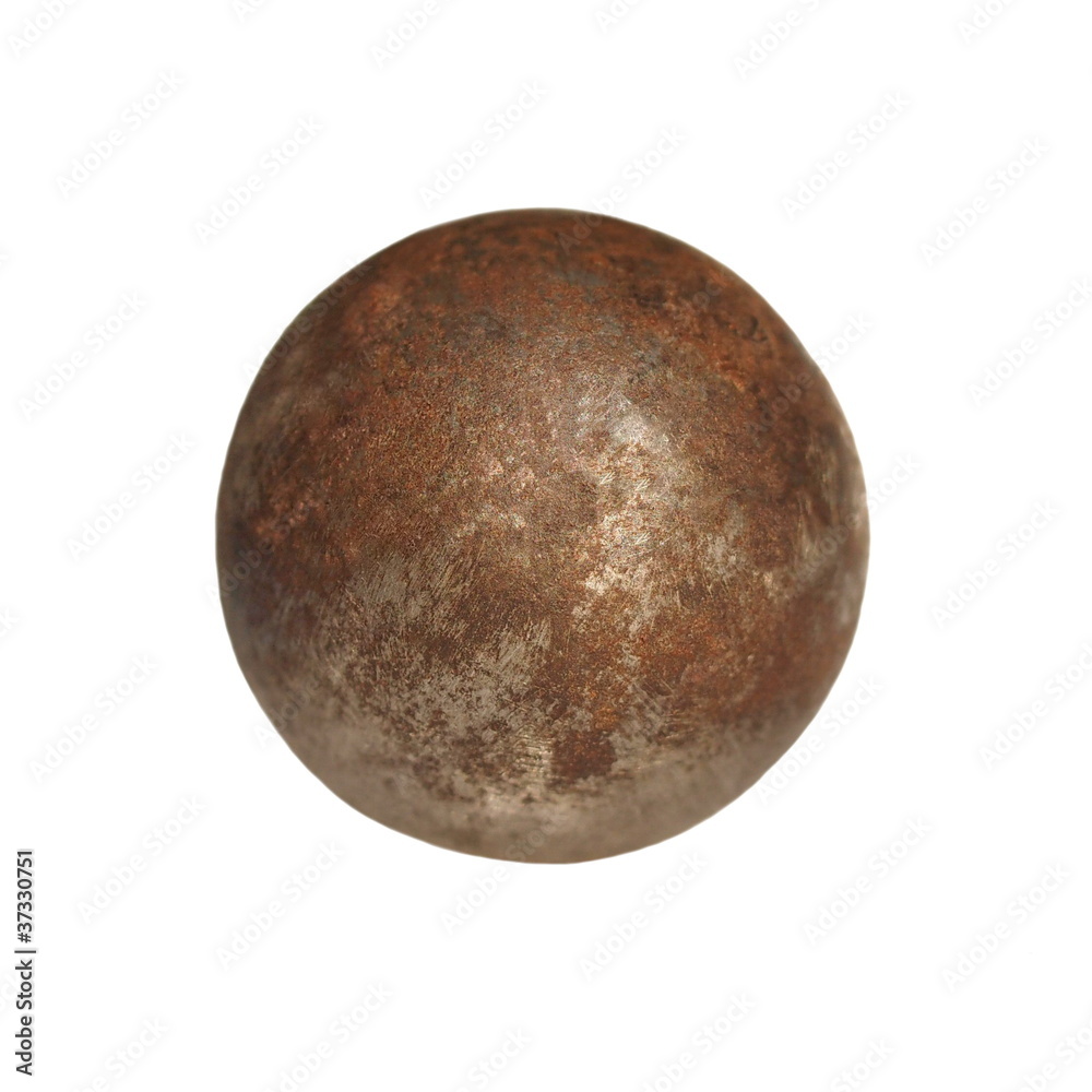 Fototapeta premium Old rusty Iron metal ball isolated on white background