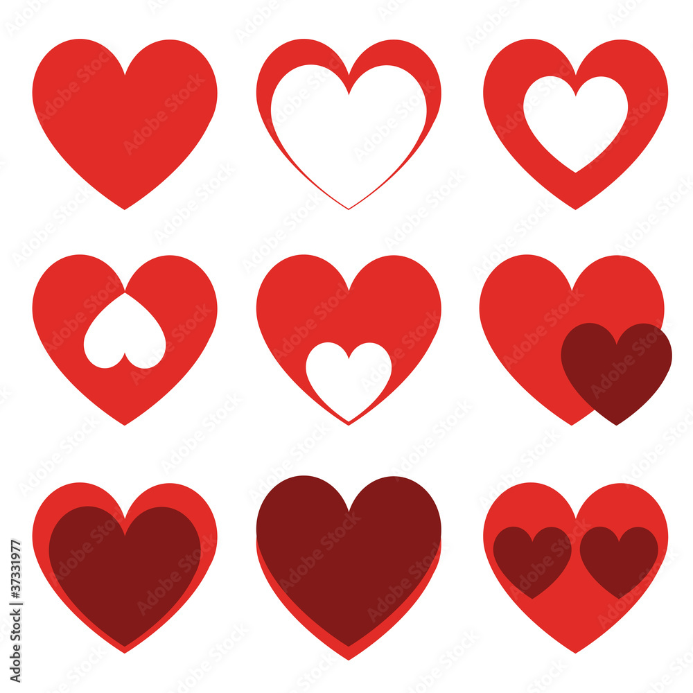 set of vector hearts