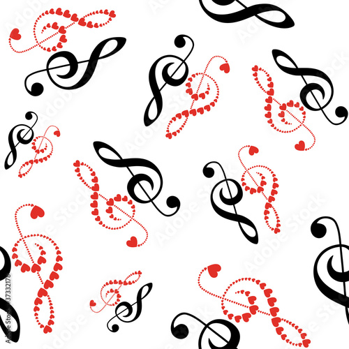 hearts violin clef seamless