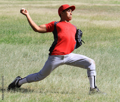 Konstfotografi Baseball player throws a ball with strength