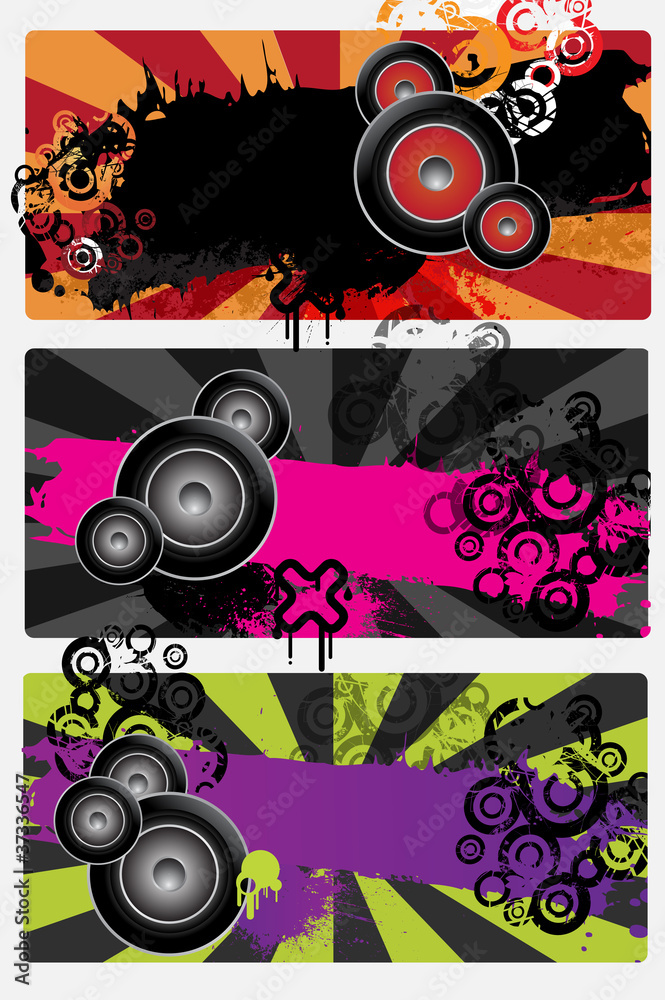 Obraz premium Collection of three urban grungy music banners