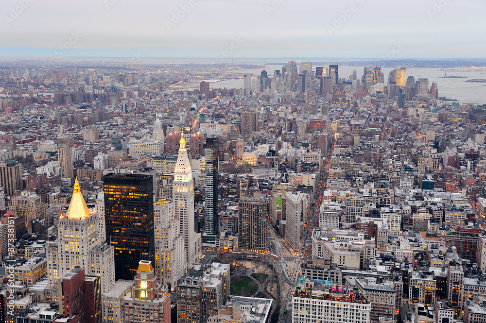Naklejka premium New York City Manhattan downtown skyline