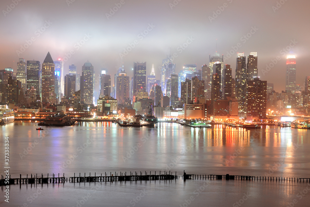 New York City Manhattan Midtown over river