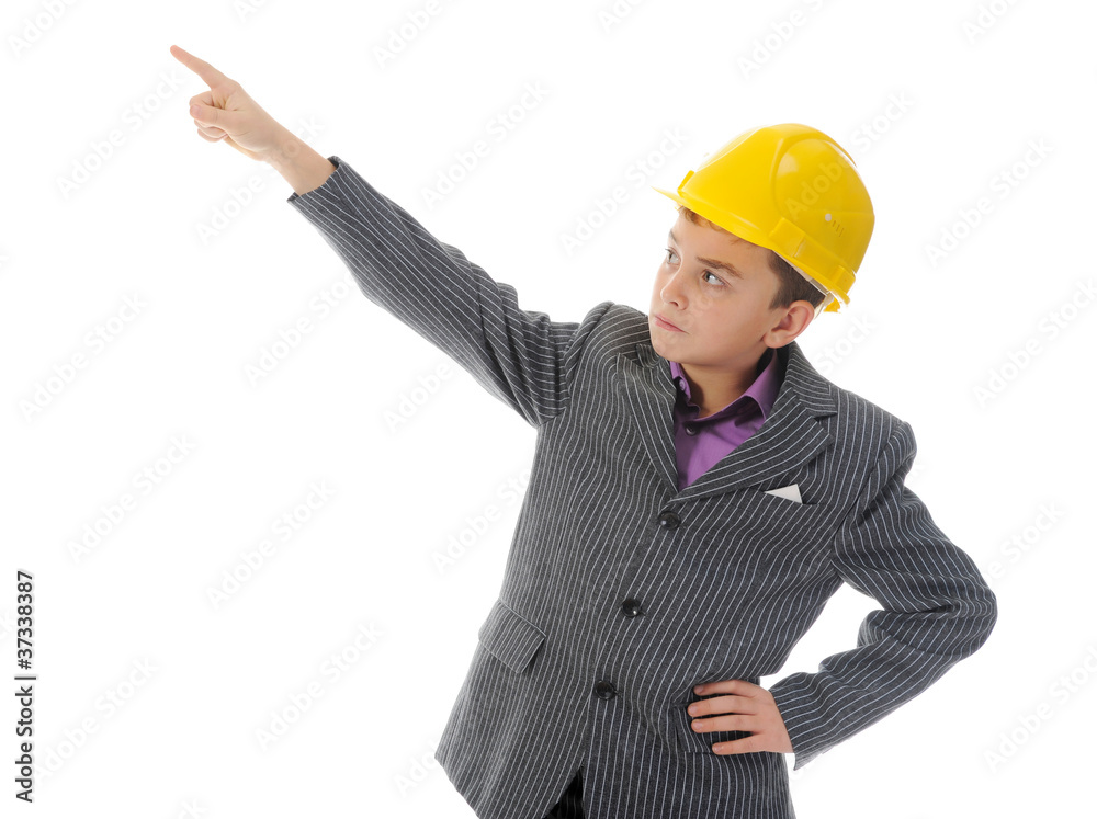 Little smiling builder in helmet Little smiling builder in helmet