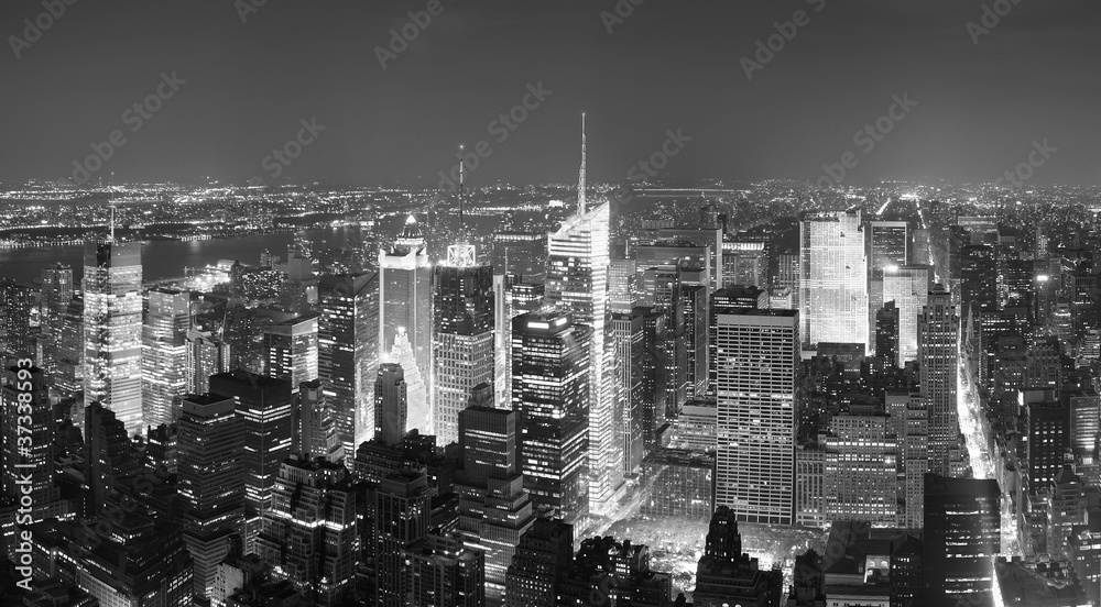 New York City Manhattan Times Square skyline aerial view panoram