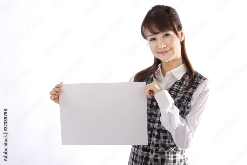 Beautiful business woman with white board Beautiful business woman with white board