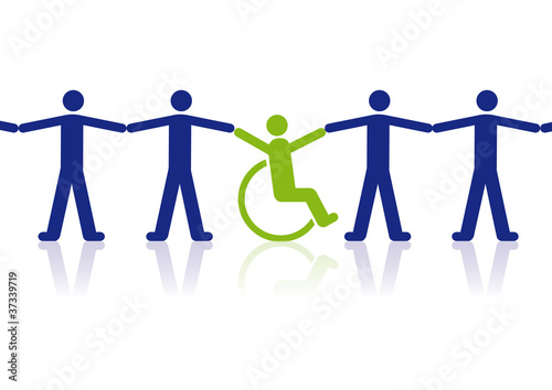 Handicap - Chaîne humaine - solidarité - fraternité - handicapé