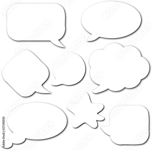 Comic speech empty white bubbles