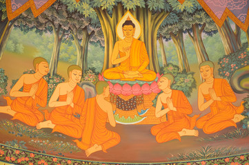 Rollo Buddha Wandmalerei aus Buddhas Lebensgeschichte  © rattanapat wingpud