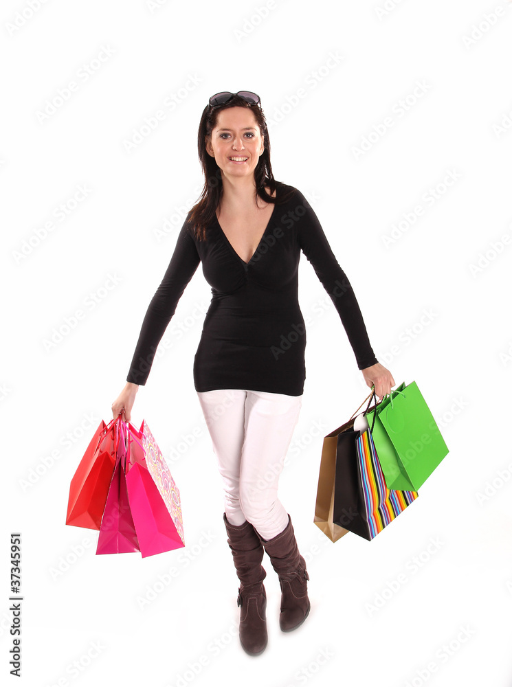 Beautiful woman with a lot of shopping bags Beautiful woman with a lot of shopping bags