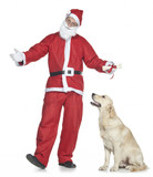 Babbo Natale premia un golden retriever con un osso