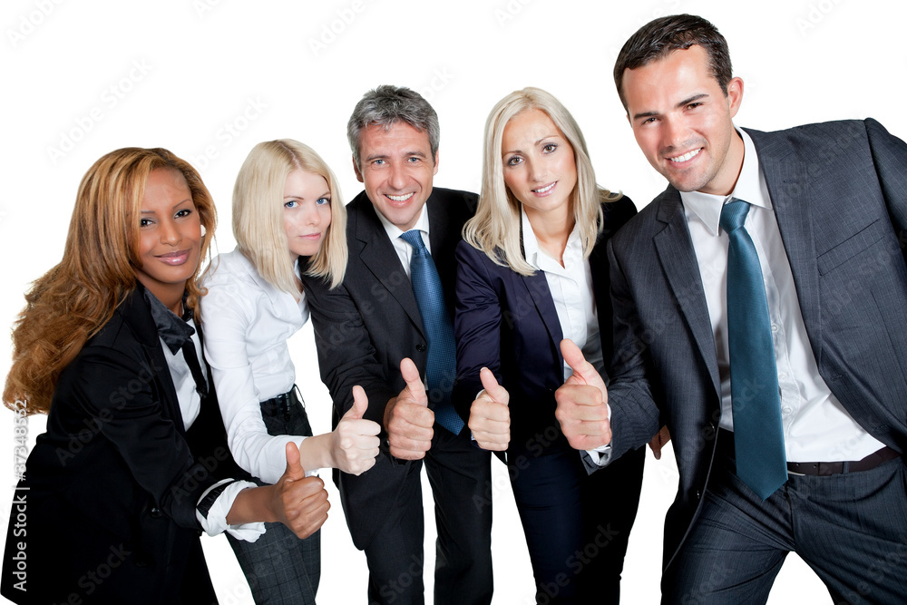 Happy business team celebrating a success Happy business team celebrating a success