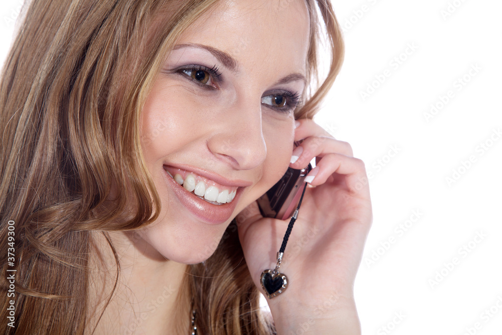 Callcenter Frau Gesicht mit Head Set telefoniert freundlich Nahaufnahme Callcenter Frau Gesicht mit Head Set telefoniert freundlich Nahaufnahme