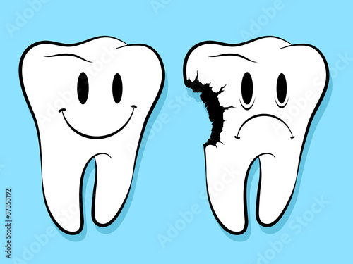 Fun Faces On Healthy And Decayed Teeth caries