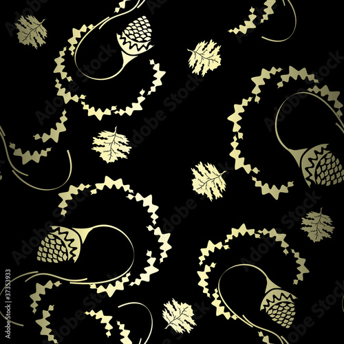 Vector golden ornament fabric