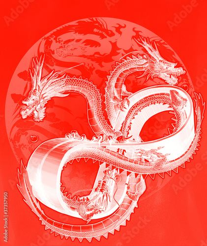 メビウスの輪と三頭の龍 ネガ Stock イラスト Adobe Stock