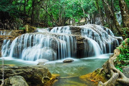 Deep forest Waterfall in Kanchanaburi, Thailand © kurapy