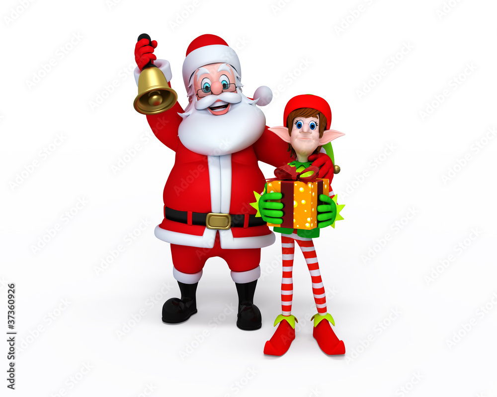 Illustration of Santa Claus with Elves. Illustration of Santa Claus with Elves.
