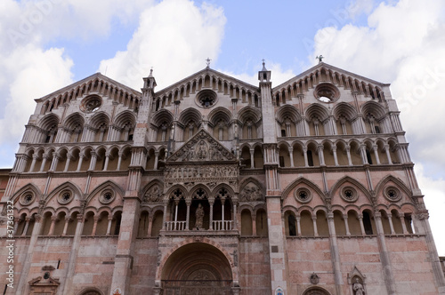 Facade of the cathedral in Ferrara Italy