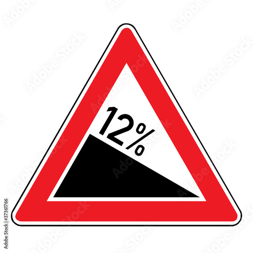 Verkehrsschild - Gefälle 12%