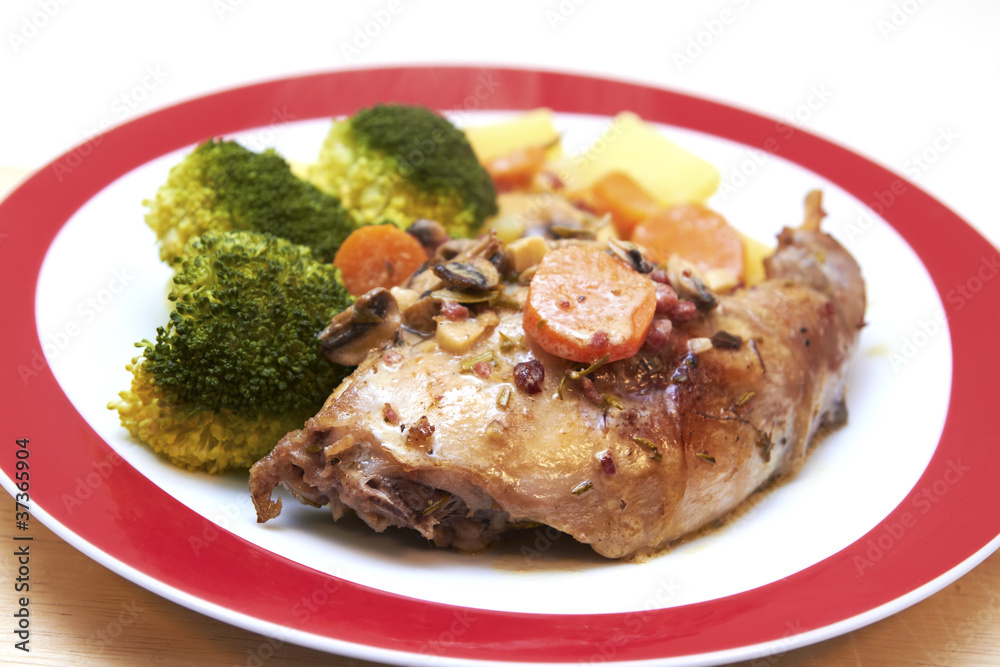 Braised rabbit with potatoes and broccoli Braised rabbit with potatoes and broccoli