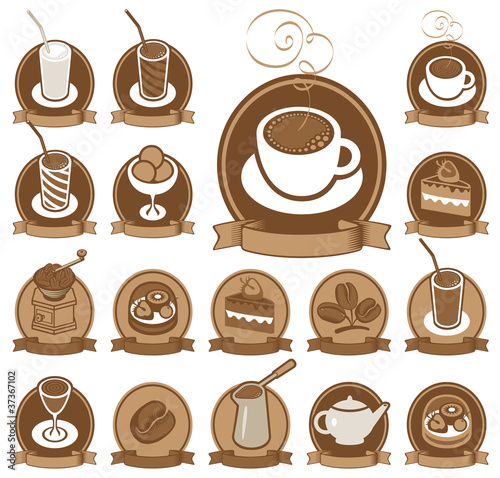 Tapety zestaw ikon do kawiarni
