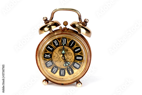 old brass wind up alarm clock