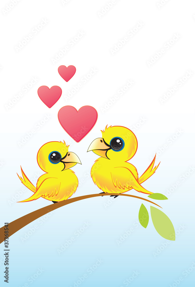 Two Love Birds With Hearts Two Love Birds With Hearts