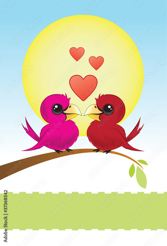 Two Love Birds With Hearts Two Love Birds With Hearts