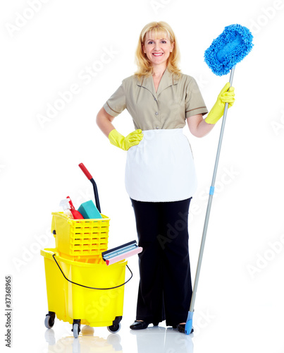 Young smiling cleaner woman. photo