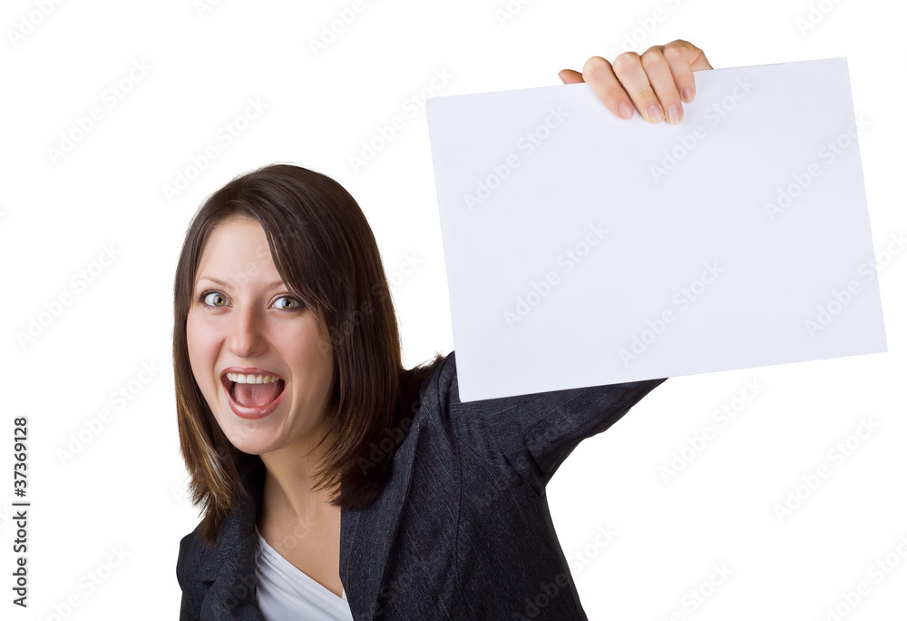 Business woman holding a blank sign Business woman holding a blank sign