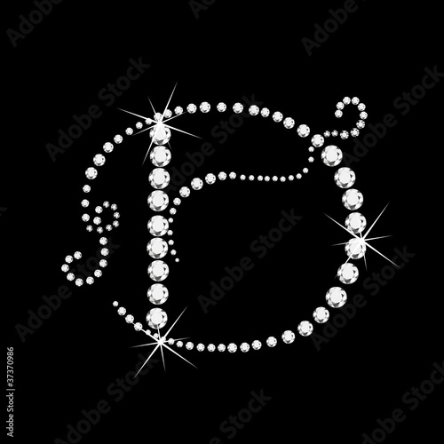 D Letter with diamonds bling stars