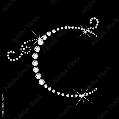C Letter with diamonds bling stars