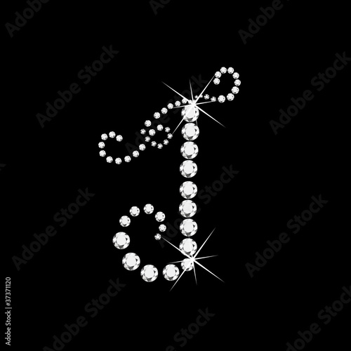 J Letter with diamonds bling stars