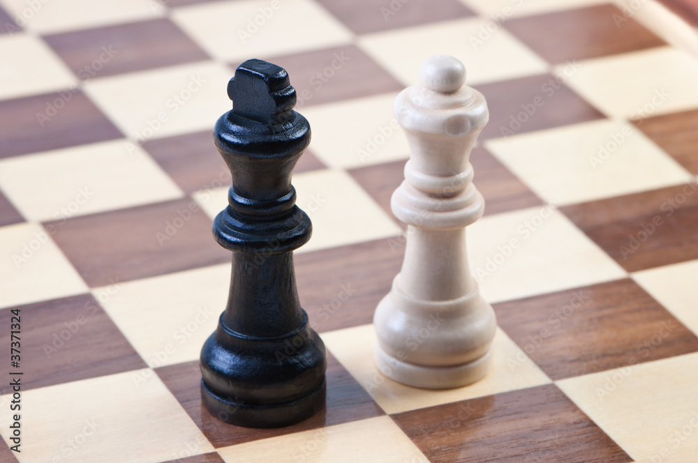 Figures on the chess board, kings and queen. Figures on the chess board, kings and queen.