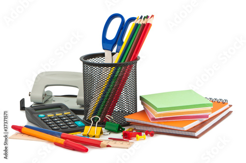 Set of stationery items.