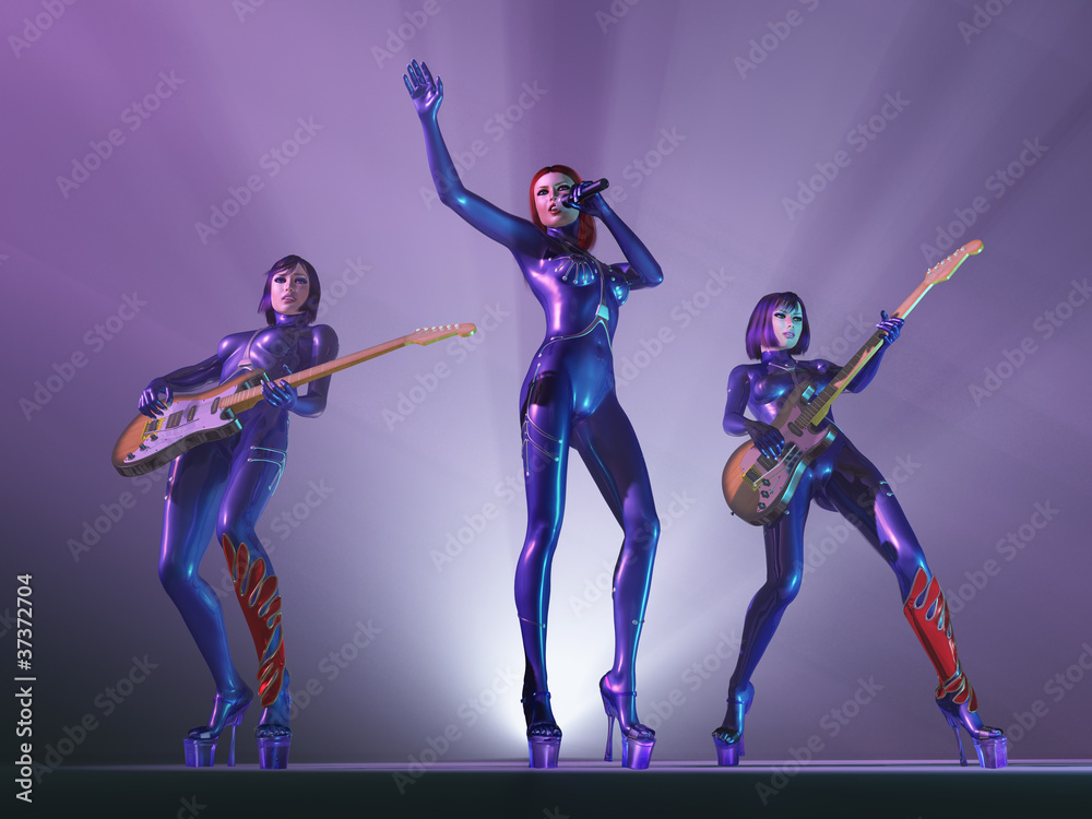 female rock band in concert