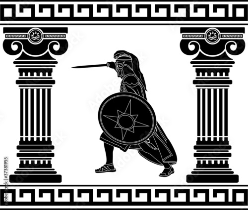 black warrior with with columns. third variant