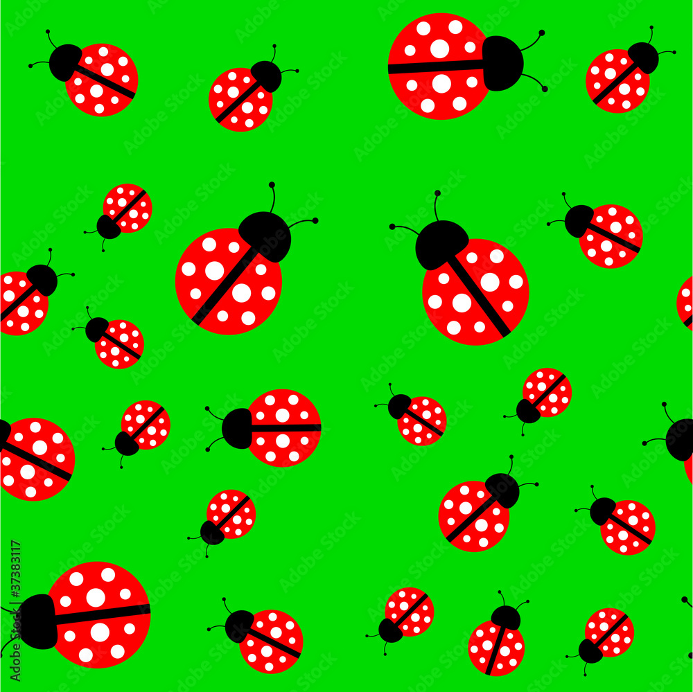 Seamless background with a ladybug