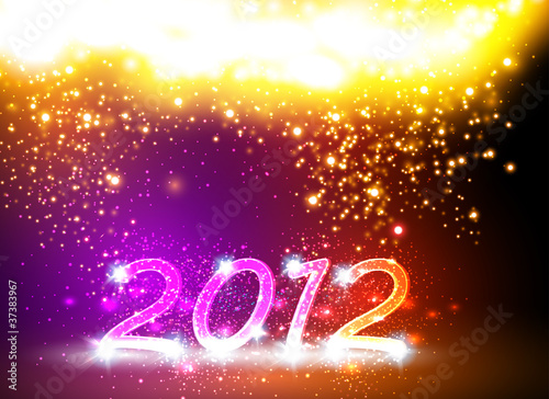 2012 Happy New Year card, neon design