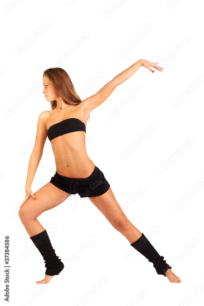 beautiful girl does physical exercises isolated beautiful girl does physical exercises isolated