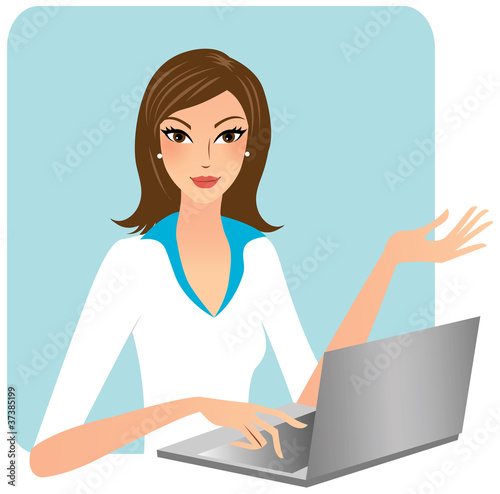Attractive business woman working on her laptop computer
