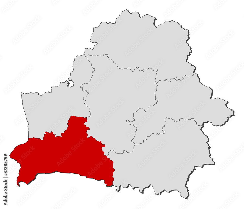 Map of Belarus, Brest highlighted